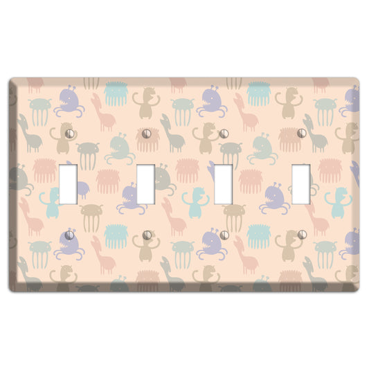 Green Grunge Floral Contour 4 Toggle Wallplate