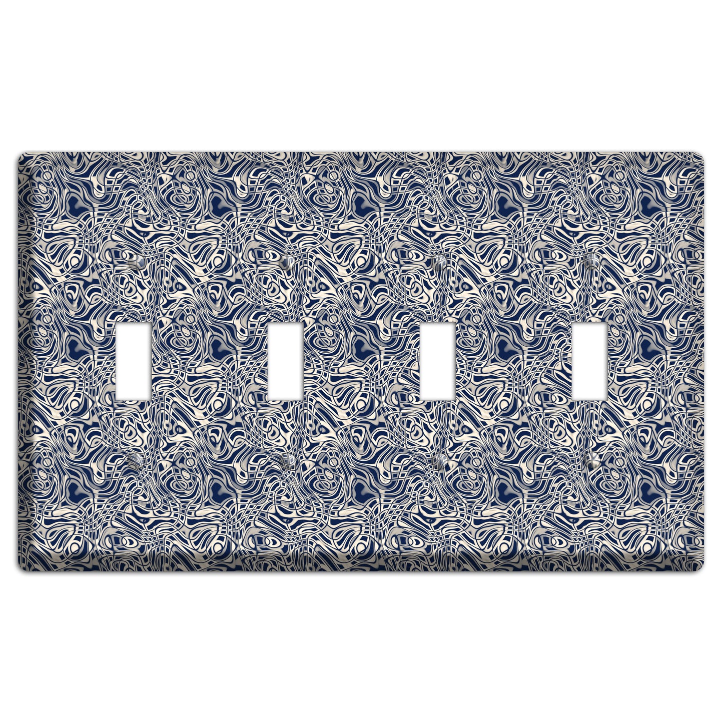 Blue Psychedelic Swirl 4 Toggle Wallplate