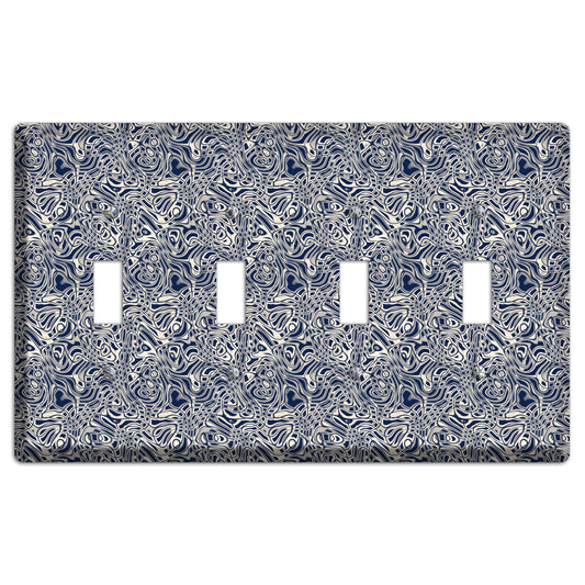 Blue Psychedelic Swirl 4 Toggle Wallplate