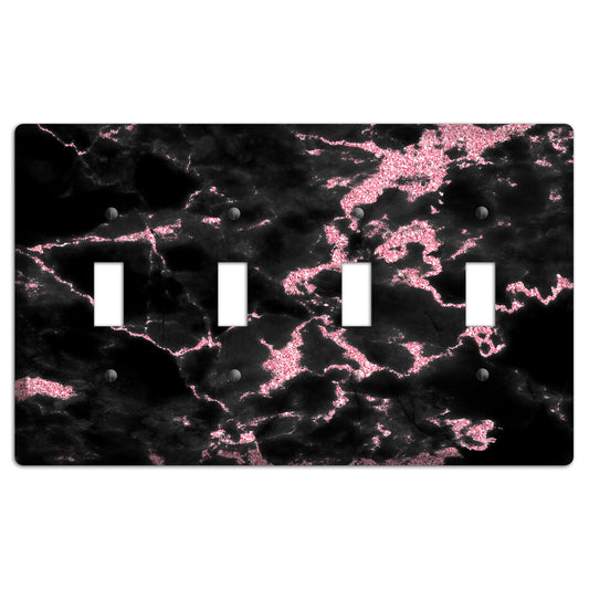 Petite Orchid and Black Marble 4 Toggle Wallplate