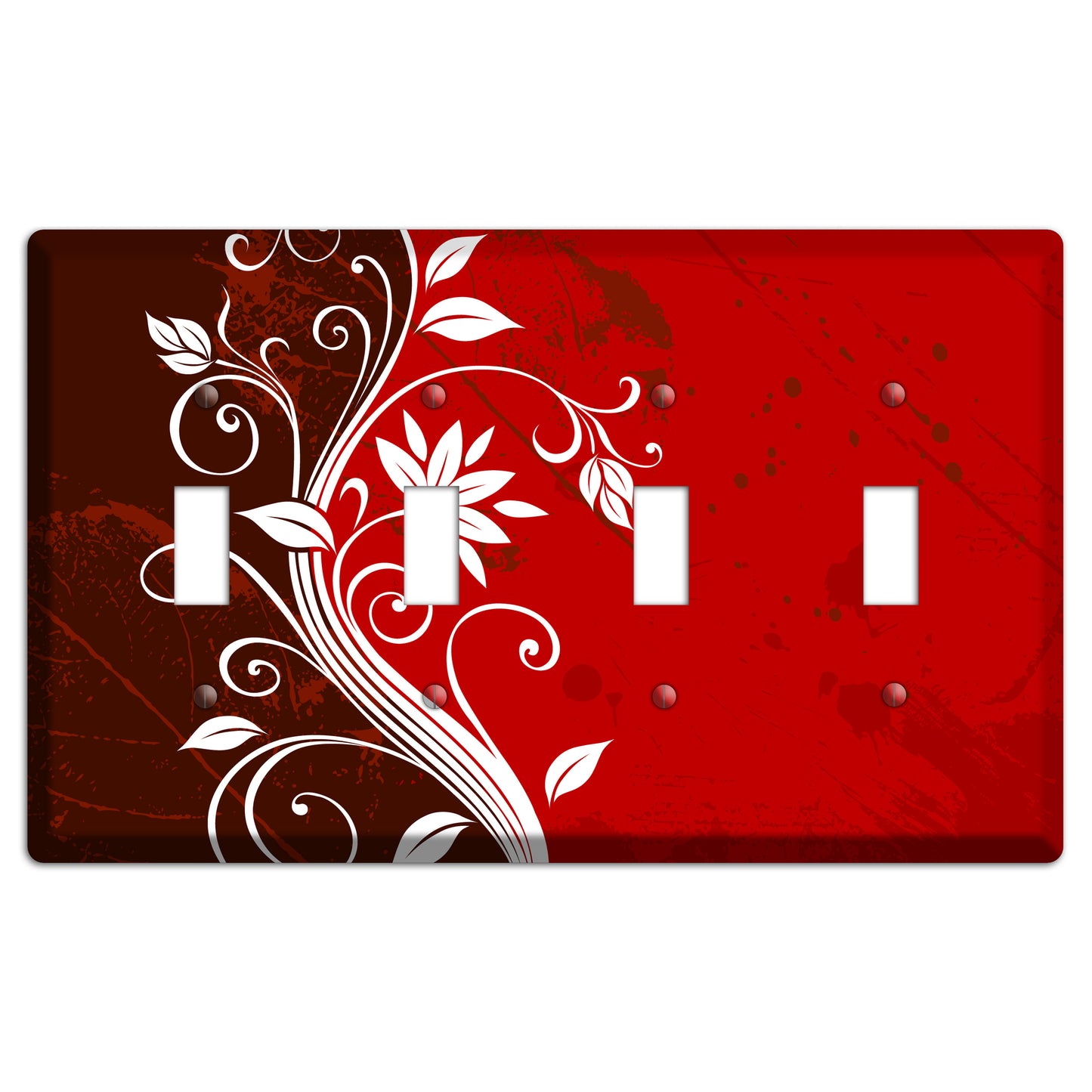 Burgundy and Red Deco Floral 4 Toggle Wallplate