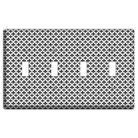 Black and White Fleur de lis 4 Toggle Wallplate