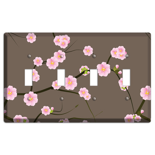 Pink and Brown Cherry Blossoms 4 Toggle Wallplate