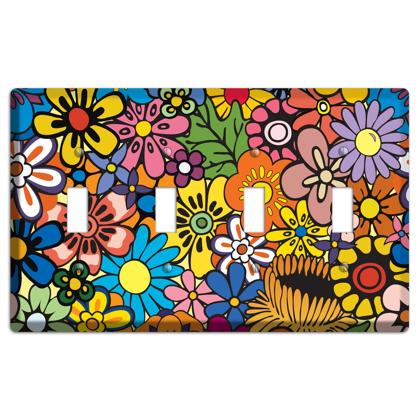 Flower Power 4 Toggle Wallplate