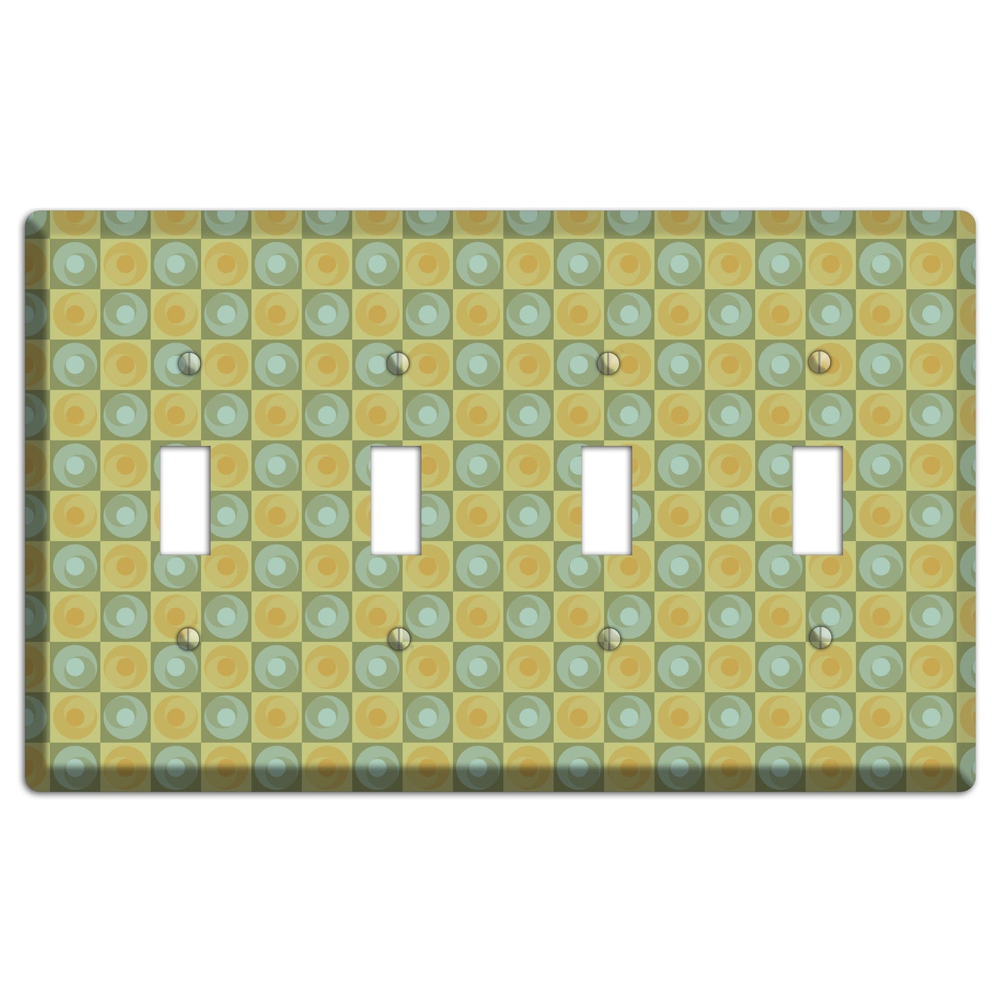 Green and Yellow Squares 4 Toggle Wallplate