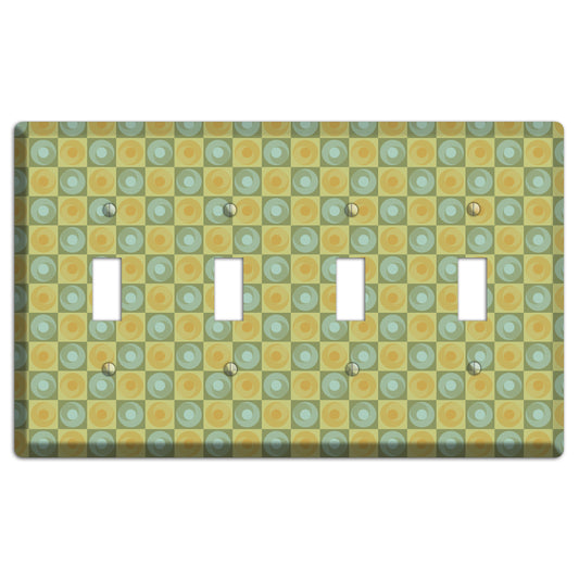 Green and Yellow Squares 4 Toggle Wallplate