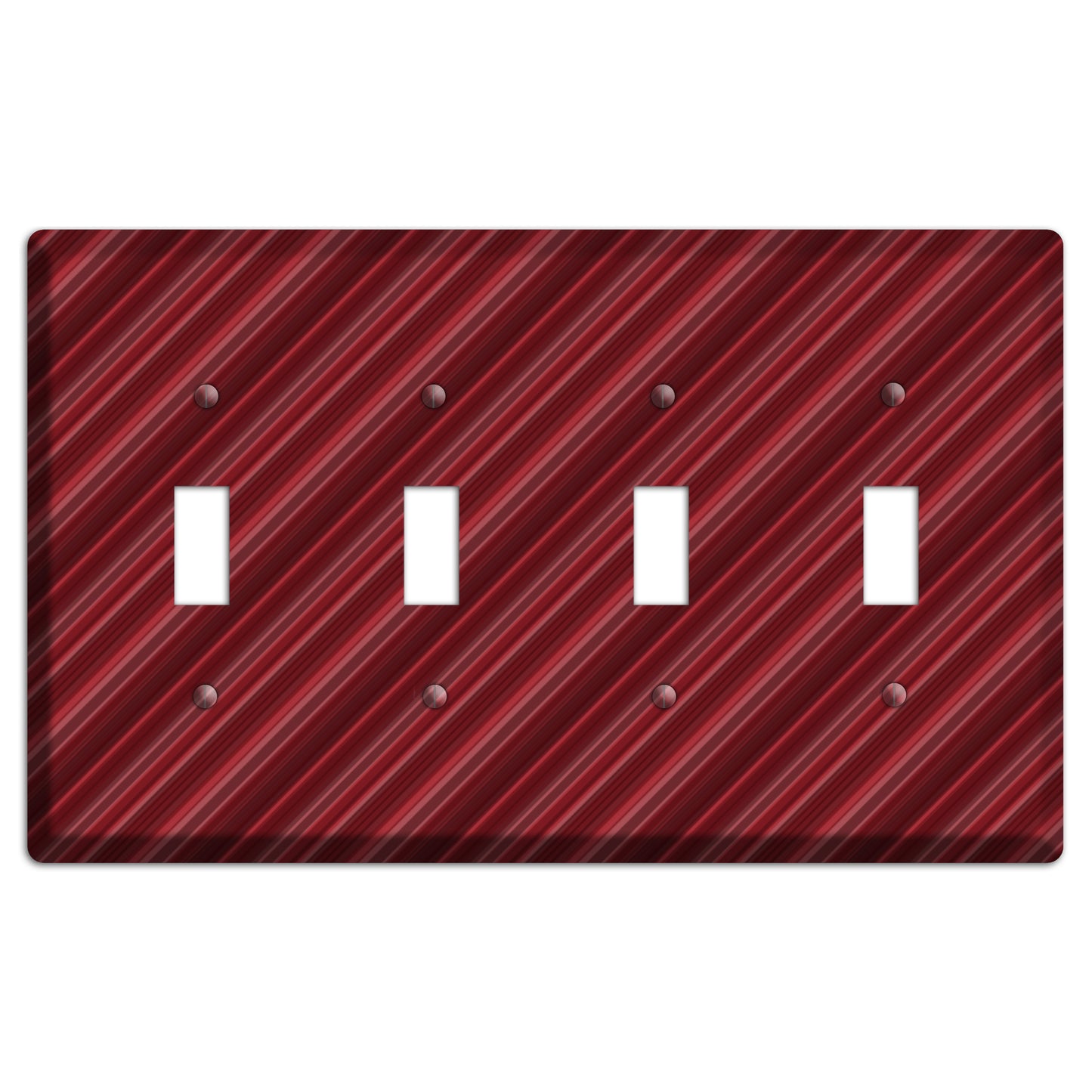 Burgundy Multi Angled Stripes 4 Toggle Wallplate