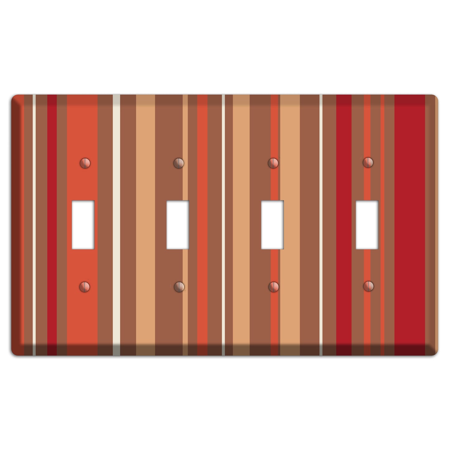 Multi Coral Vertical Stripe 4 Toggle Wallplate