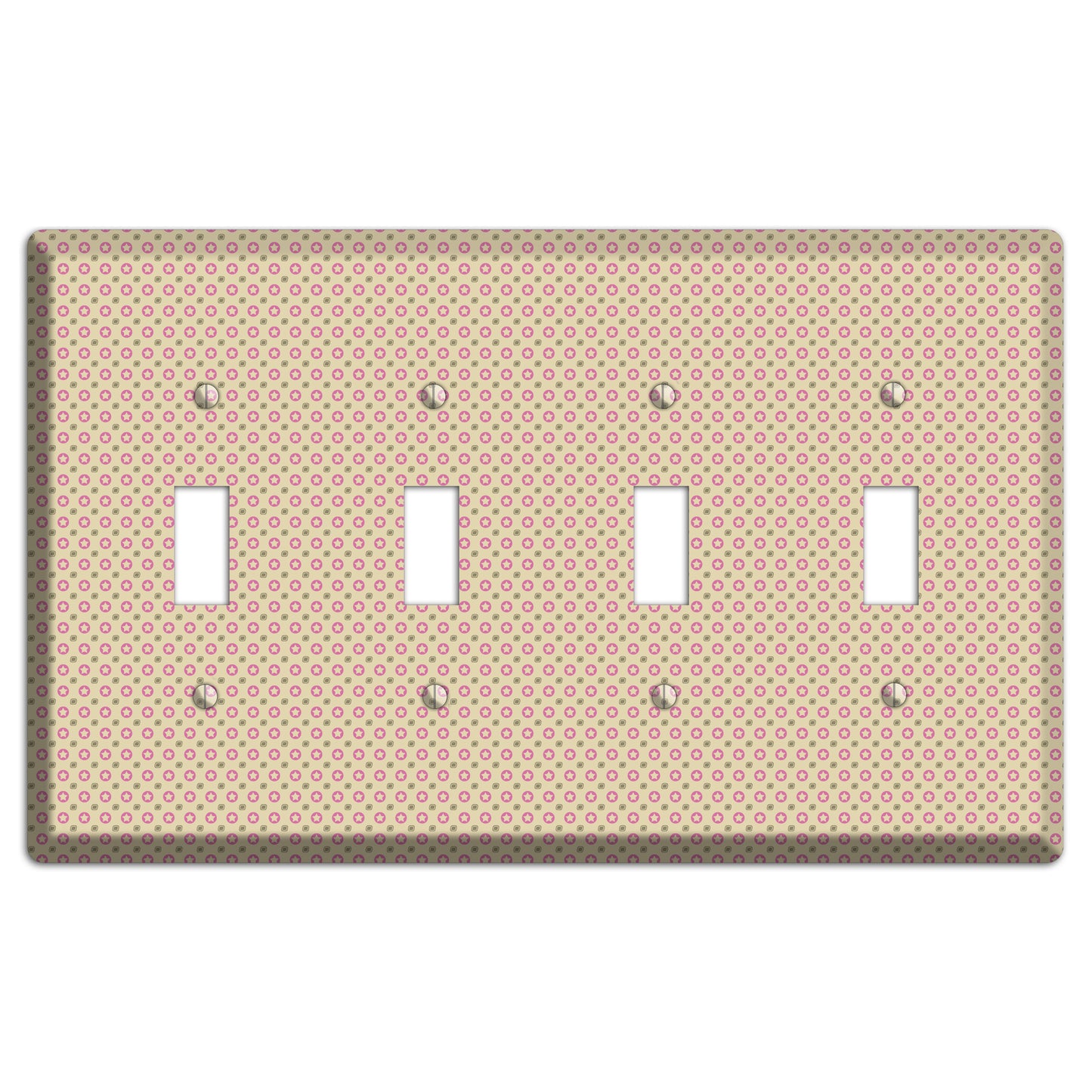 Beige with Pink Stars 4 Toggle Wallplate