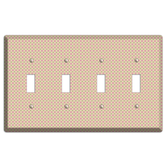 Beige with Pink Stars 4 Toggle Wallplate