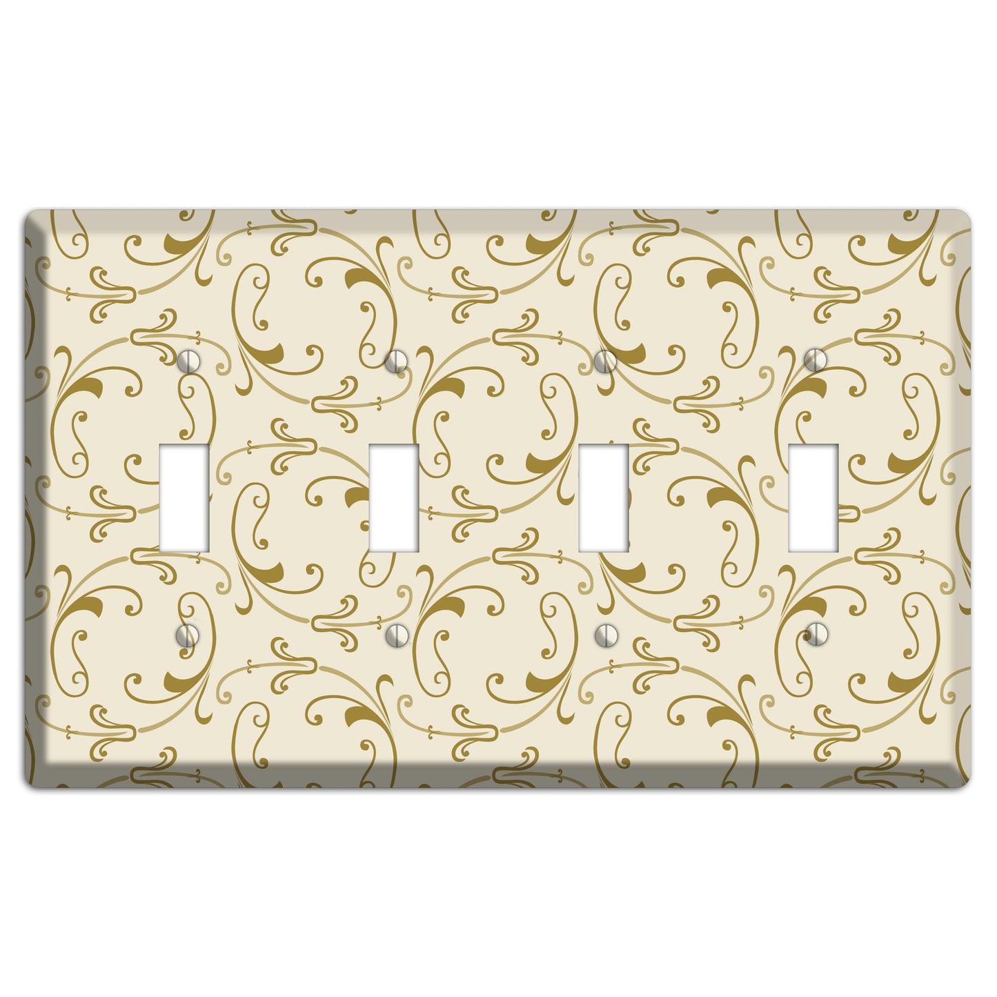 Off White with Gold Victorian Sprig 4 Toggle Wallplate