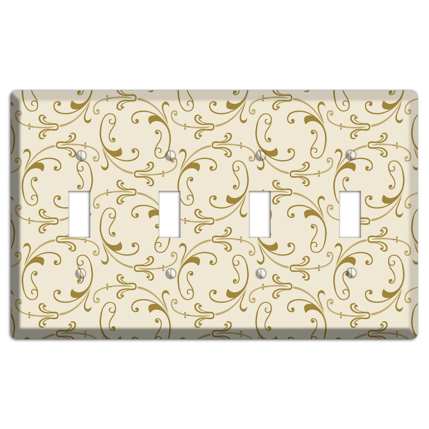 Off White with Gold Victorian Sprig 4 Toggle Wallplate