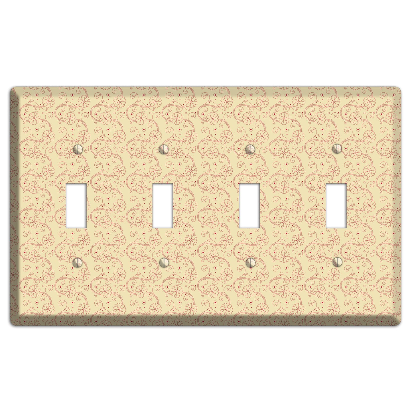 Tiny Off White Floral Swirl 4 Toggle Wallplate