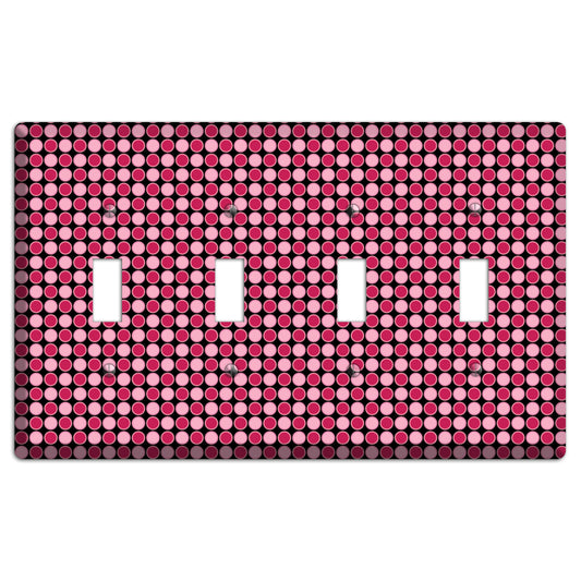 Fuschia and Pink Tiled Dots 4 Toggle Wallplate