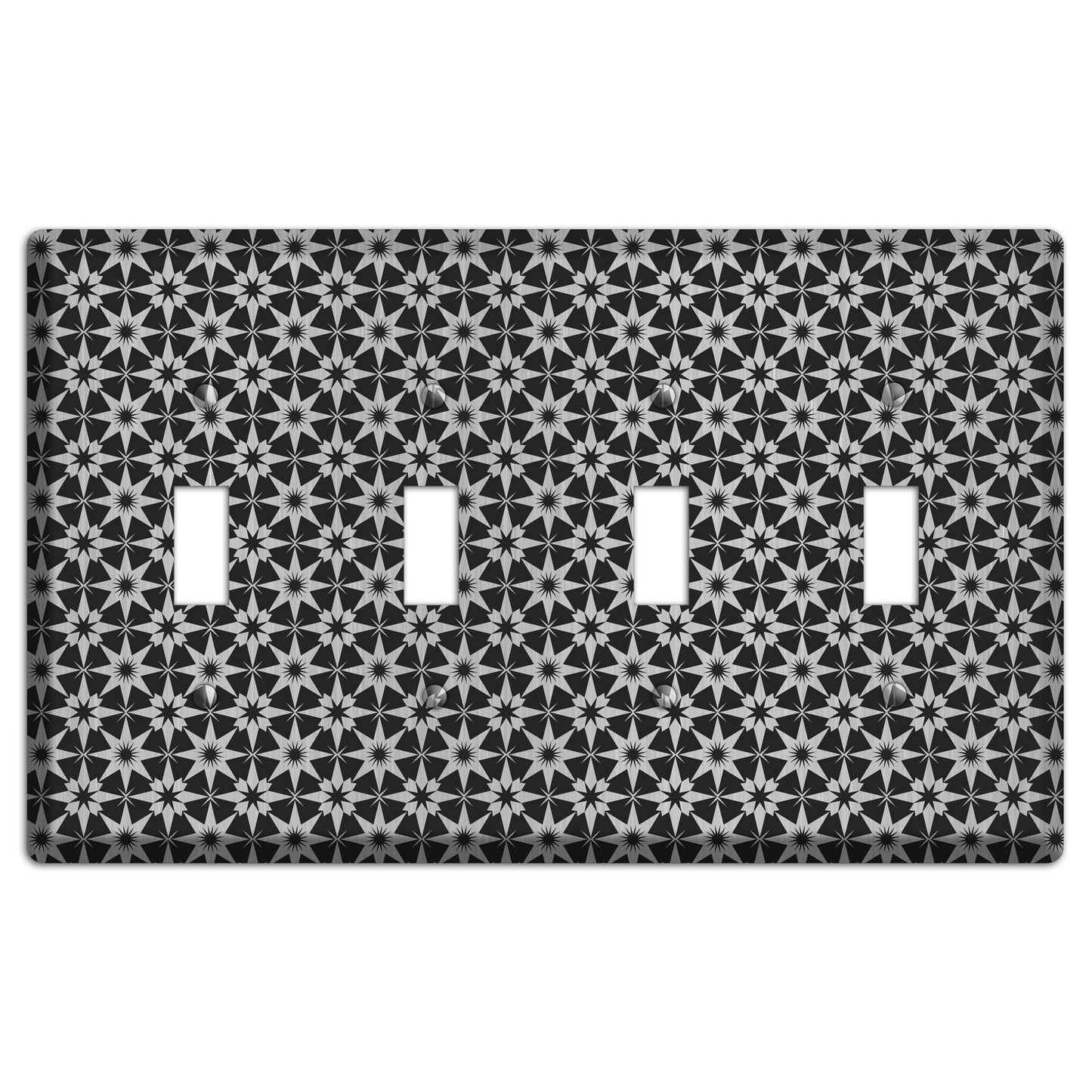 Black with Stainless Foulard 4 Toggle Wallplate