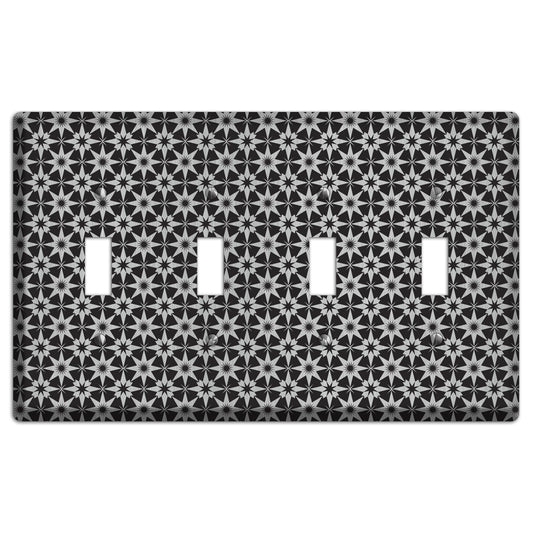 Black with Stainless Foulard 4 Toggle Wallplate