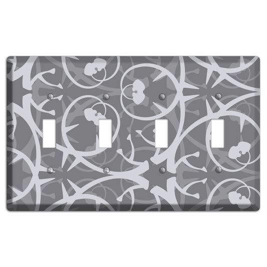 Grey Abstract Swirl 4 Toggle Wallplate