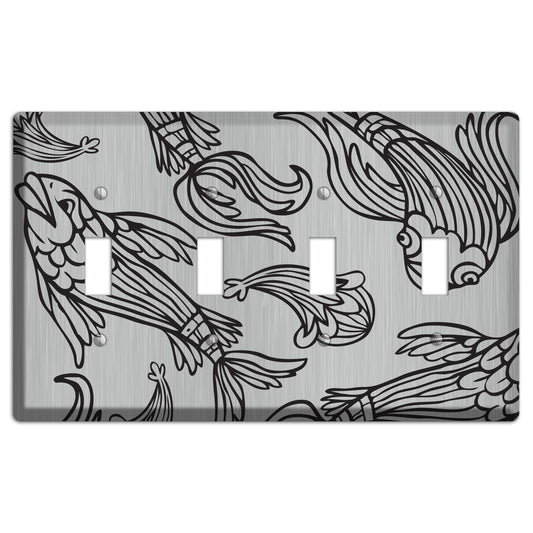 Black Koi  Stainless 4 Toggle Wallplate