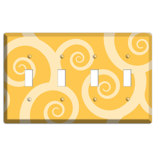 Yellow Tones Large Swirl 4 Toggle Wallplate