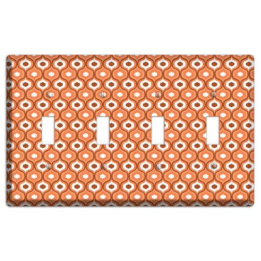 Orange and Red Double Scallop 4 Toggle Wallplate