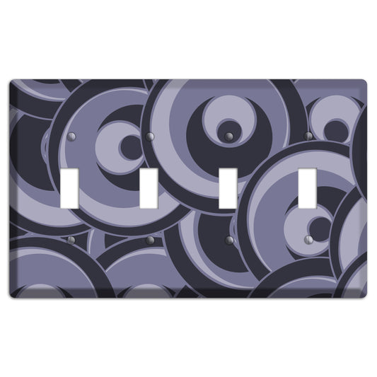 Black and Purple-grey Deco Circles 4 Toggle Wallplate