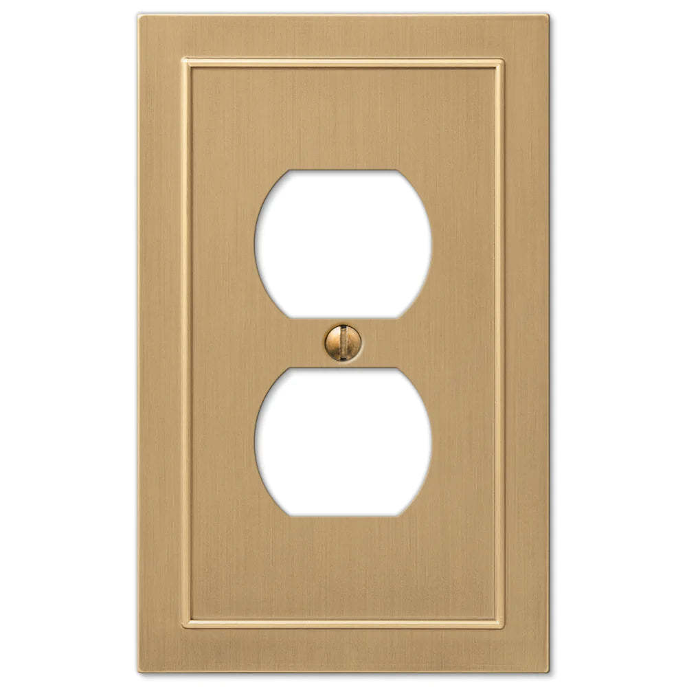 Bethany Brushed Bronze Cast 1 Duplex Outlet Wallplate:Wallplatesonline.com