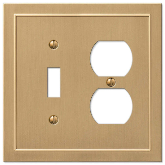 Bethany Brushed Bronze Cast Toggle /  Duplex Outlet Wallplate:Wallplatesonline.com