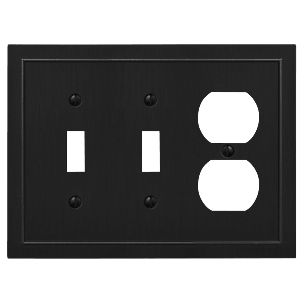 Bethany Black Cast 2 Toggle /  Duplex Outlet Wallplate:Wallplatesonline.com