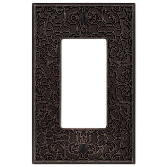 Momfort Aged Bronze CAST 1 Rocker (GFI) Wallplate:Wallplatesonline.com