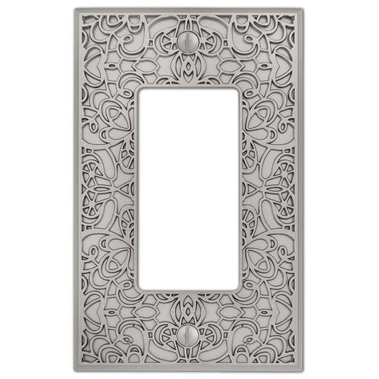 Momfort Satin Nickel Cast 1 Rocker (GFI) Wallplate:Wallplatesonline.com