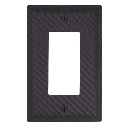 Carbon Fiber Black Steel 1 Rocker (GFI) Wallplate:Wallplatesonline.com