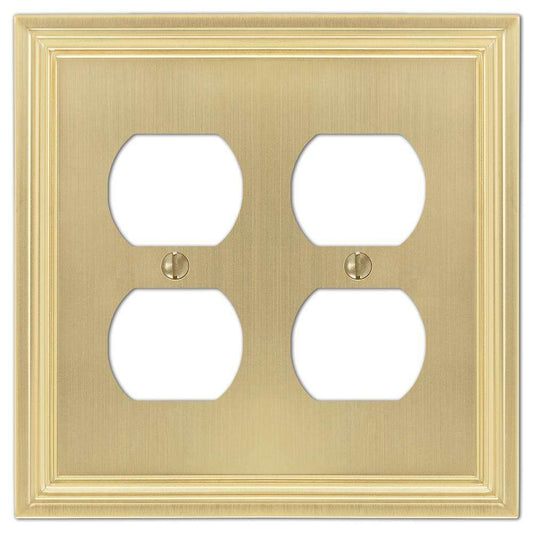 Daltry Satin Brass 2 Duplex Outlet:Wallplatesonline.com