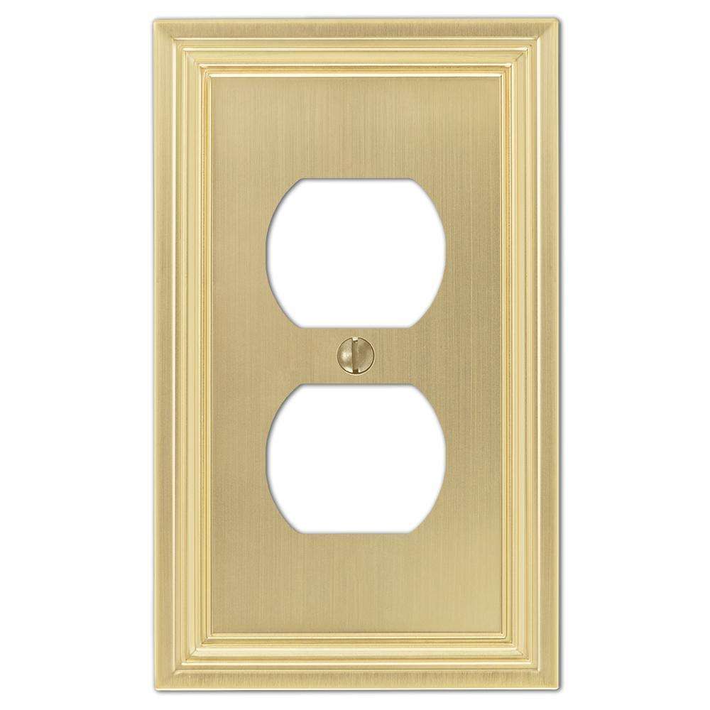 Daltry Satin Brass 1 Duplex Outlet:Wallplatesonline.com