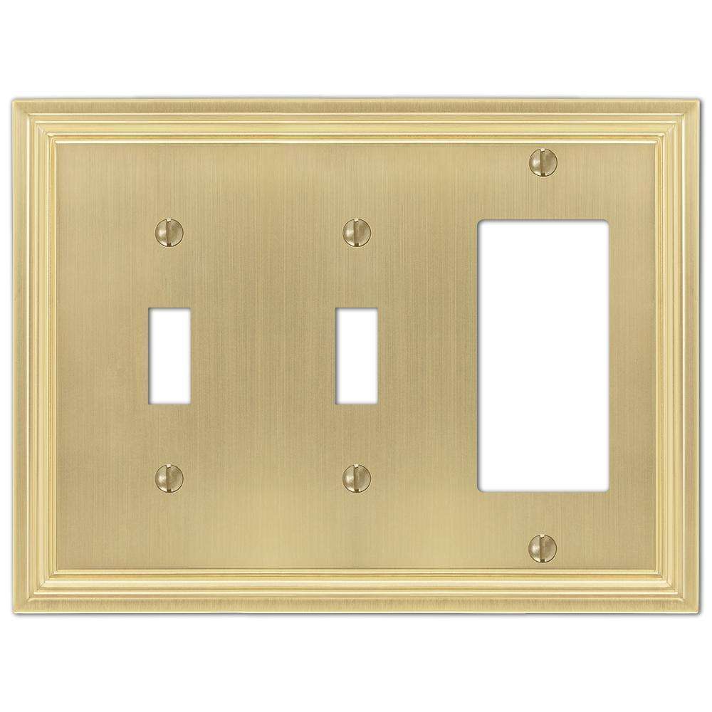 Daltry Satin Brass 2 Toggle / 1 Rocker (GFI):Wallplatesonline.com