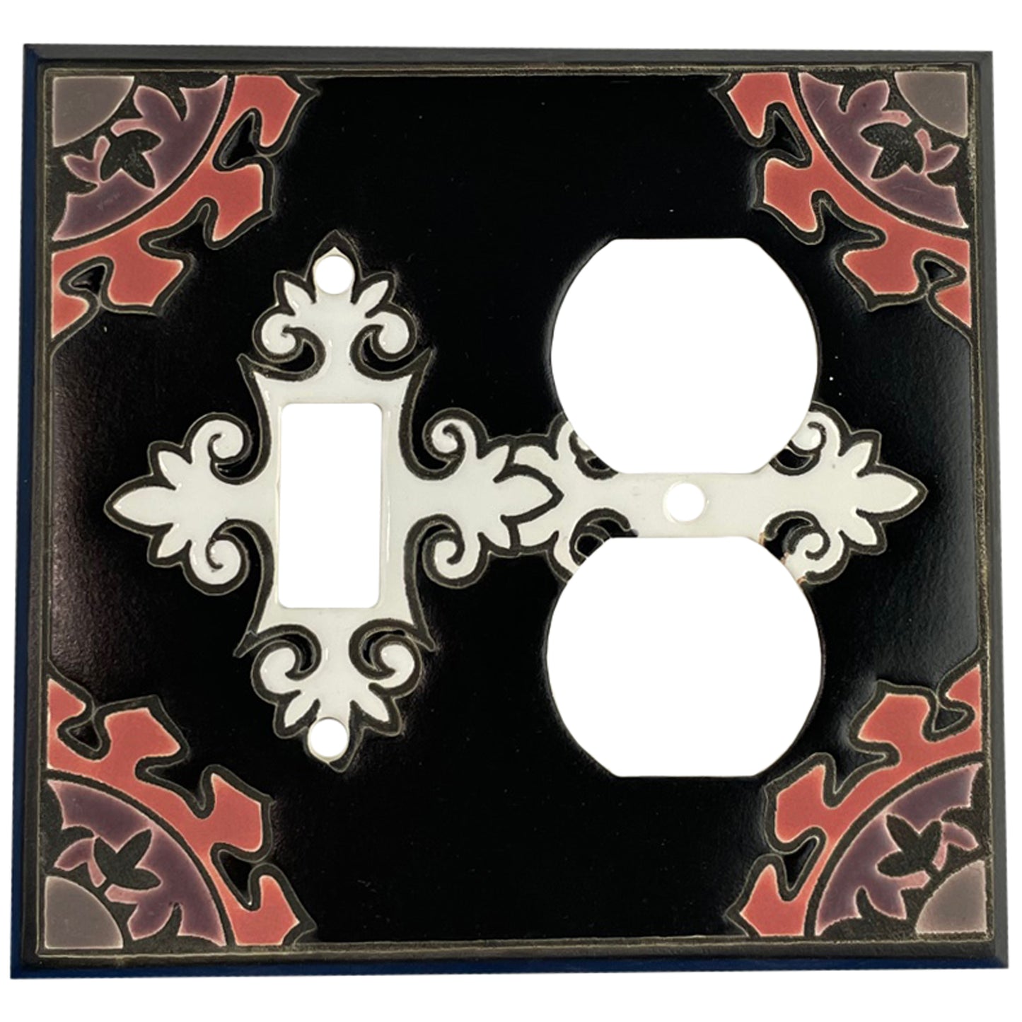 Suzani - Black and White Cover Plates Toggle / Duplex Wallplate