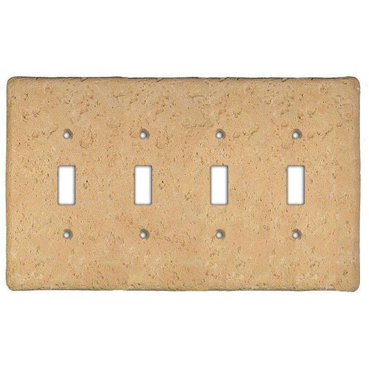 Cocoa Stone Quad Toggle Switchplate - Wallplatesonline.com