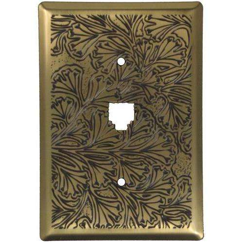 Maidenhaire Fern Antique Brass Phone Switchplate w/ Hardware:Wallplatesonline.com