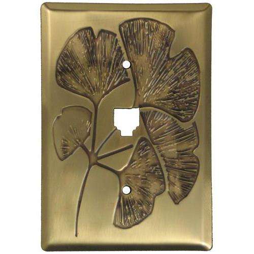 Ginkgo Antique Brass Phone Switchplate w/ Hardware:Wallplatesonline.com