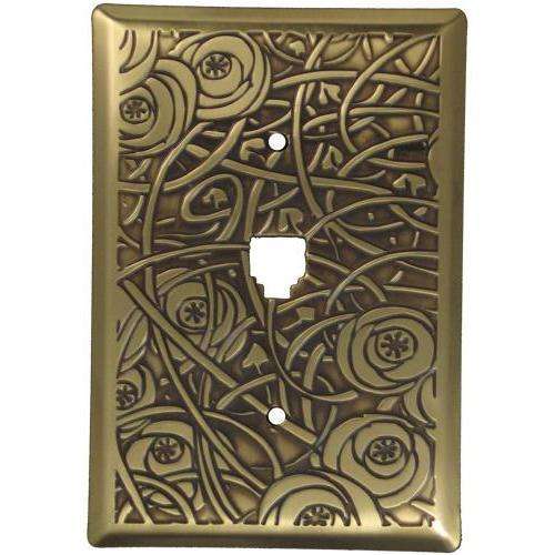 Deco Floral Antique Brass Phone Switchplate w/ Hardware:Wallplatesonline.com