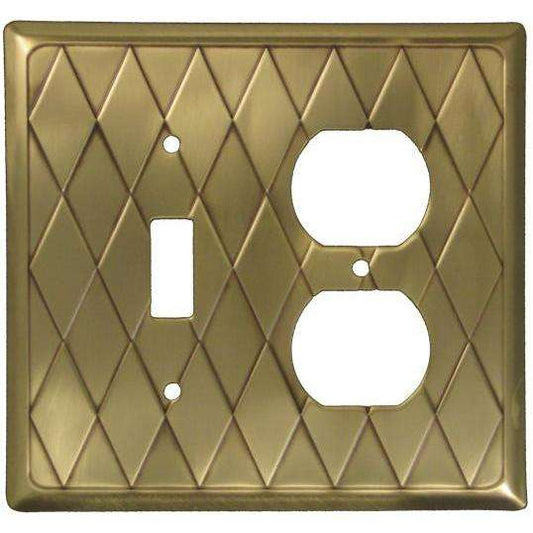 Diamond Antique Brass Toggle / Duplex Switchplate:Wallplatesonline.com