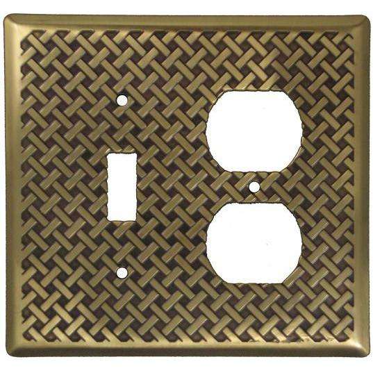 Weave Antique Brass Toggle / Duplex Switchplate:Wallplatesonline.com