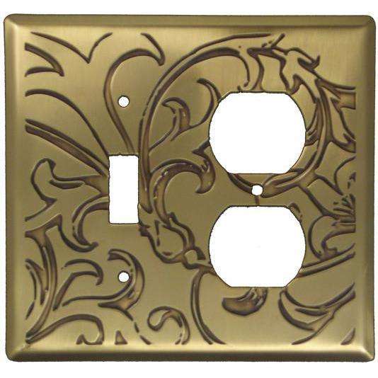 Victorian Antique Brass Toggle / Duplex Switchplate:Wallplatesonline.com