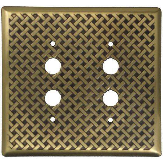 Weave Antique Brass 2 PushbuttonSwitchplate:Wallplatesonline.com