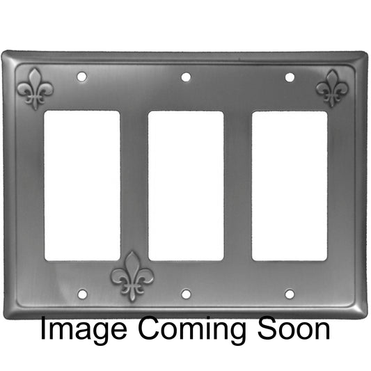 Fleur-de-Lis Stainless Steel Triple Rocker Switchplate