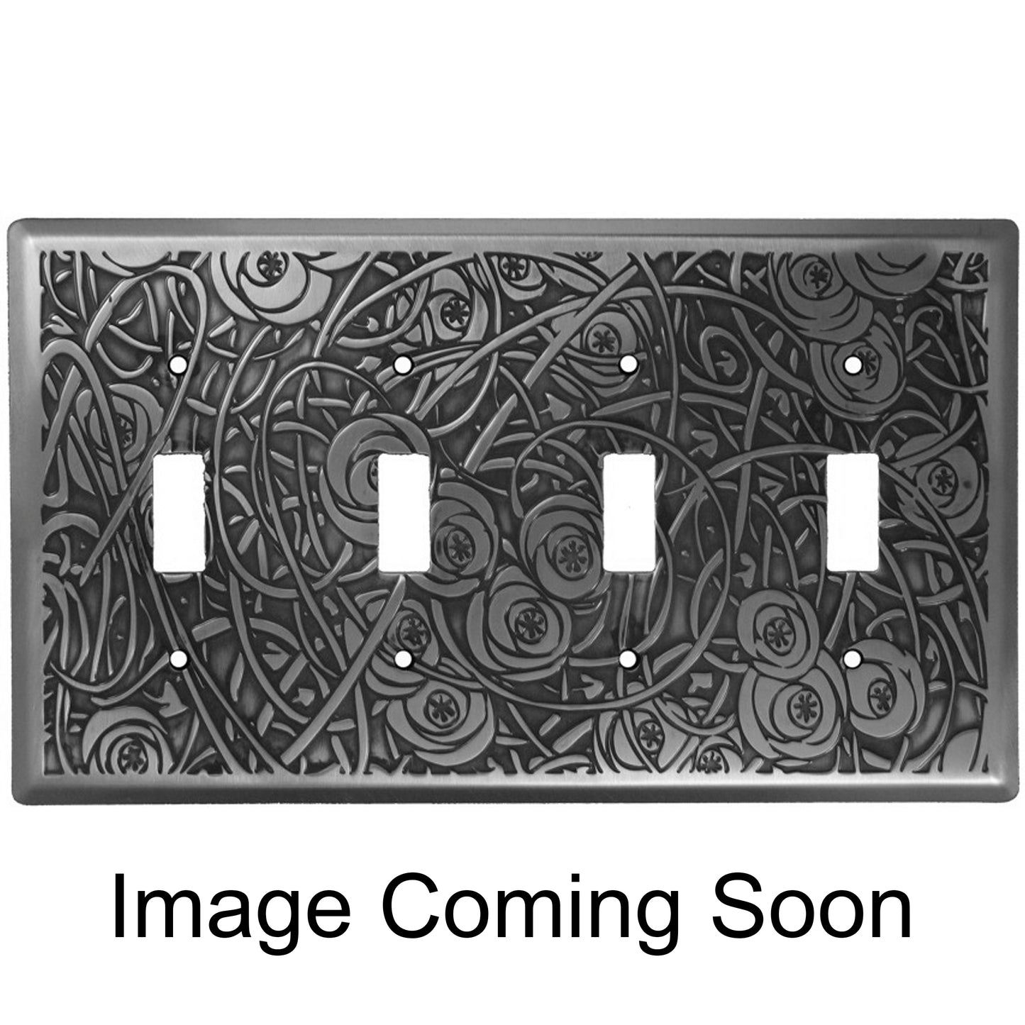 Deco Floral Stainless Steel 4 Toggle Switchplate