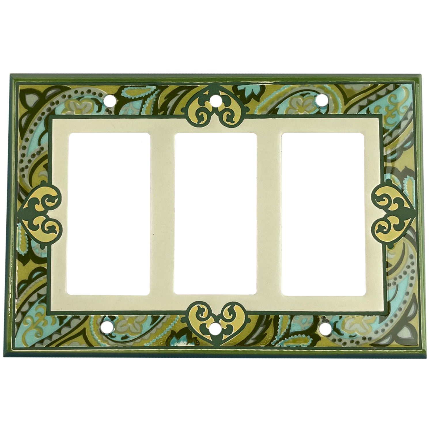 Paisley - Green Cover Plates 3 Rocker Wallplate