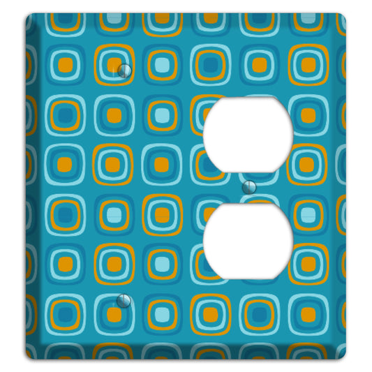 Teal and Mustard Rounded Squares Blank / Duplex Wallplate