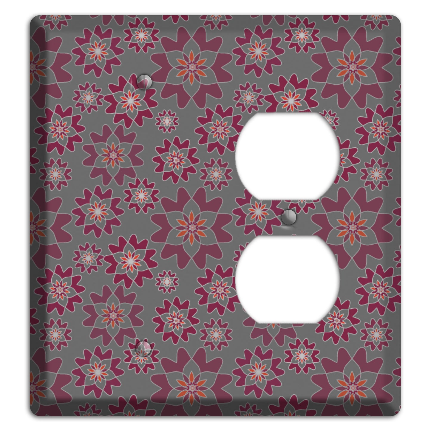 Grey with Burgundy Retro Suzani Blank / Duplex Wallplate