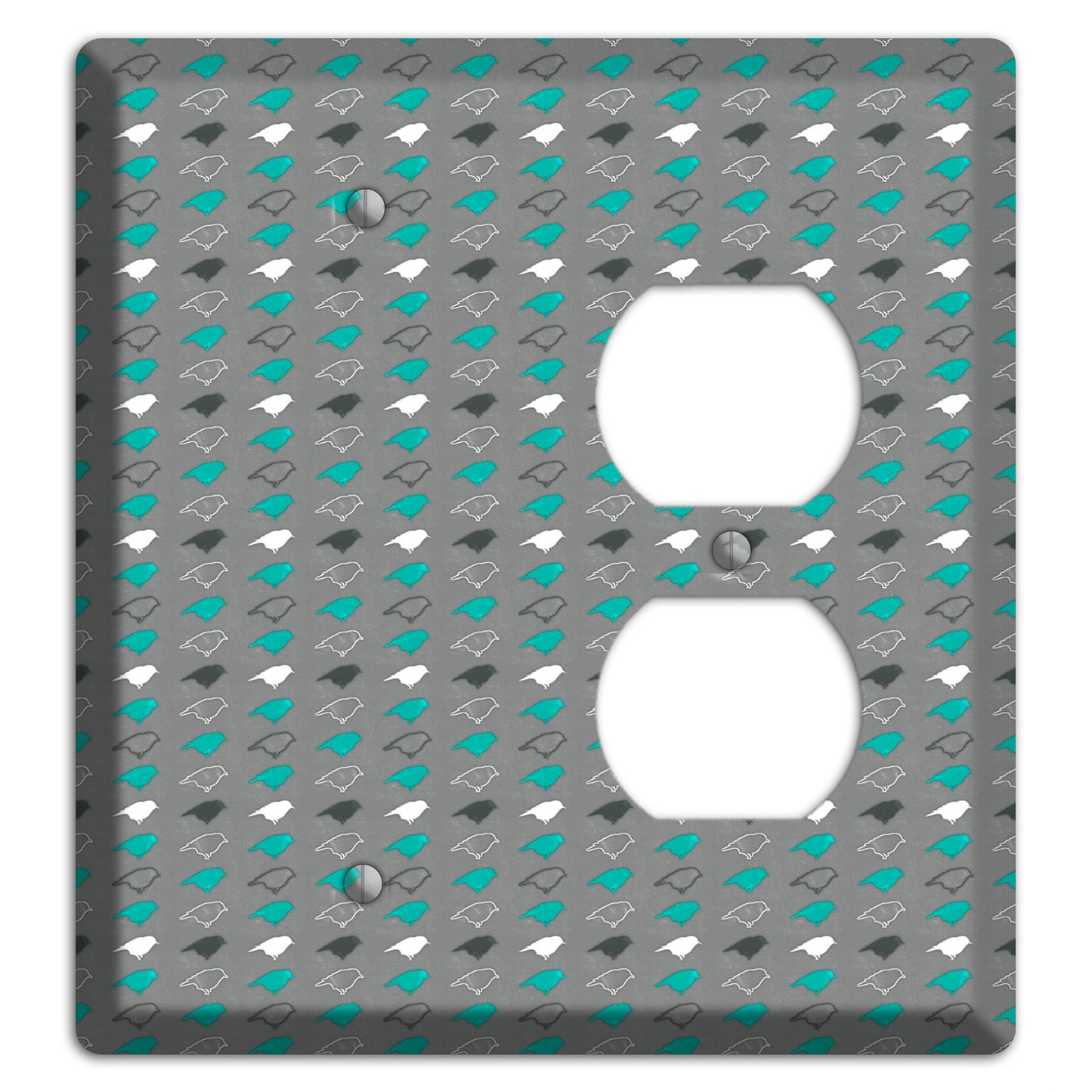 Grey with Small Green Birds 2 Blank / Duplex Wallplate