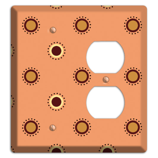 Coral with Multi Brown Suzani Dots Blank / Duplex Wallplate